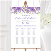 Watercolour Floral Purple Personalised Wedding Seating Table Plan