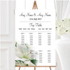 Classy White Lily Pretty Personalised Wedding Seating Table Plan