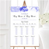 Blue Watercolour Floral Personalised Wedding Seating Table Plan