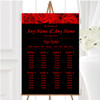 Gorgeous Deep Red Rose Personalised Wedding Seating Table Plan