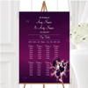 Purple Hearts Romantic Personalised Wedding Seating Table Plan