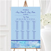 Pale Blue Love Hearts Personalised Wedding Seating Table Plan