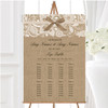 Vintage Burlap & Lace Personalised Wedding Seating Table Plan