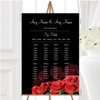 Black And Red Roses Personalised Wedding Seating Table Plan