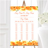 Orange Yellow Roses Personalised Wedding Seating Table Plan