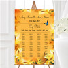 Orange Lily Flower Personalised Wedding Seating Table Plan