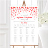 Red Heart Confetti Personalised Wedding Seating Table Plan