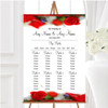 Romantic Red Roses Personalised Wedding Seating Table Plan