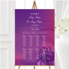 Purple Pink Lily Personalised Wedding Seating Table Plan