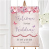 Blush Dusty Pink Lilac Vintage Watercolour Floral Welcome Wedding Sign