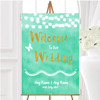 Mint Green Gold Lights Watercolour Personalised Any Wording Welcome Wedding Sign