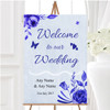 Pale Blue White Watercolour Floral Personalised Any Wording Welcome Wedding Sign