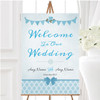 Vintage Rustic Style Bunting Powder Baby Blue Personalised Welcome Wedding Sign