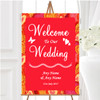 Orange Red And Pink Hearts Personalised Any Wording Welcome To Our Wedding Sign
