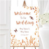 Golden Autumn Leaves Watercolour Personalised Any Wording Welcome Wedding Sign