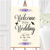 Watercolour Purple Floral Rustic Personalised Any Wording Welcome Wedding Sign