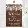 Vintage Brown Old Paper Vintage Lace Effect Personalised Welcome Wedding Sign