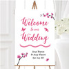 Pink Cherry Blossom Watercolour Personalised Any Wording Welcome Wedding Sign