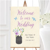 Lilac Blue Flower Vase Vintage Personalised Any Wording Welcome Wedding Sign