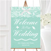 Vintage Mint Green Burlap Lace Personalised Any Wording Welcome Wedding Sign