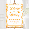 White Orange Swirl Deco Personalised Any Wording Welcome To Our Wedding Sign