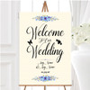 Watercolour Blue Floral Rustic Personalised Any Wording Welcome Wedding Sign