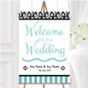 Damask And Aqua Stripes Personalised Any Wording Welcome To Our Wedding Sign