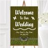 Rustic Vintage Wood Butterfly Olive Green Personalised Welcome Wedding Sign