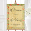 Vintage Shabby Chic Floral Postcard Style Personalised Welcome Wedding Sign