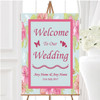 Pale Blue Pink Vintage Personalised Any Wording Welcome To Our Wedding Sign