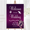 Purple Hearts Romantic Personalised Any Wording Welcome To Our Wedding Sign