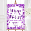 Watercolour Indigo Cadbury Purple Floral Personalised Welcome Wedding Sign