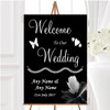 Beautiful Black White Flower Personalised Any Wording Welcome Wedding Sign