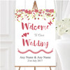 Plum Pink Watercolour Floral Personalised Any Wording Welcome Wedding Sign