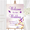 Purple Beautiful Lily Flower Personalised Any Wording Welcome Wedding Sign