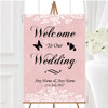 Vintage Lace Coral Pink Chic Personalised Any Wording Welcome Wedding Sign
