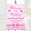 Pretty Floral Vintage Bow Diamante Pink Personalised Welcome Wedding Sign