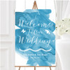 Sea Blue Watercolour Personalised Any Wording Welcome To Our Wedding Sign