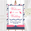 Navy Blue Coral Pink Shabby Chic Birds Personalised Welcome Wedding Sign