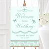 Pretty Mint Green Sage Floral Diamante Personalised Welcome Wedding Sign