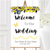 Watercolour Black Yellow Floral Header Personalised Welcome Wedding Sign