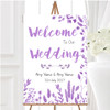 Dusty Purple Autumn Leaves Watercolour Personalised Welcome Wedding Sign