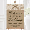 Vintage Burlap Lace Personalised Any Wording Welcome To Our Wedding Sign