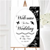 White Black Scroll Personalised Any Wording Welcome To Our Wedding Sign