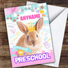 Cute Bunny First Day At Preschool Personalised Good Luck Card