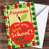 Back To School Apple Funky Text Personalised Good Luck Card