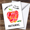 Funky Apple First Day At School Personalised Good Luck Card