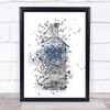 Watercolour Splatter Absolut Blue Vodka Bottle Wall Art Print