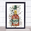 Watercolour Splatter Three Barrels Brandy Bottle Wall Art Print