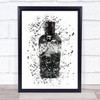 Watercolour Splatter Bulldog Gin Bottle Wall Art Print